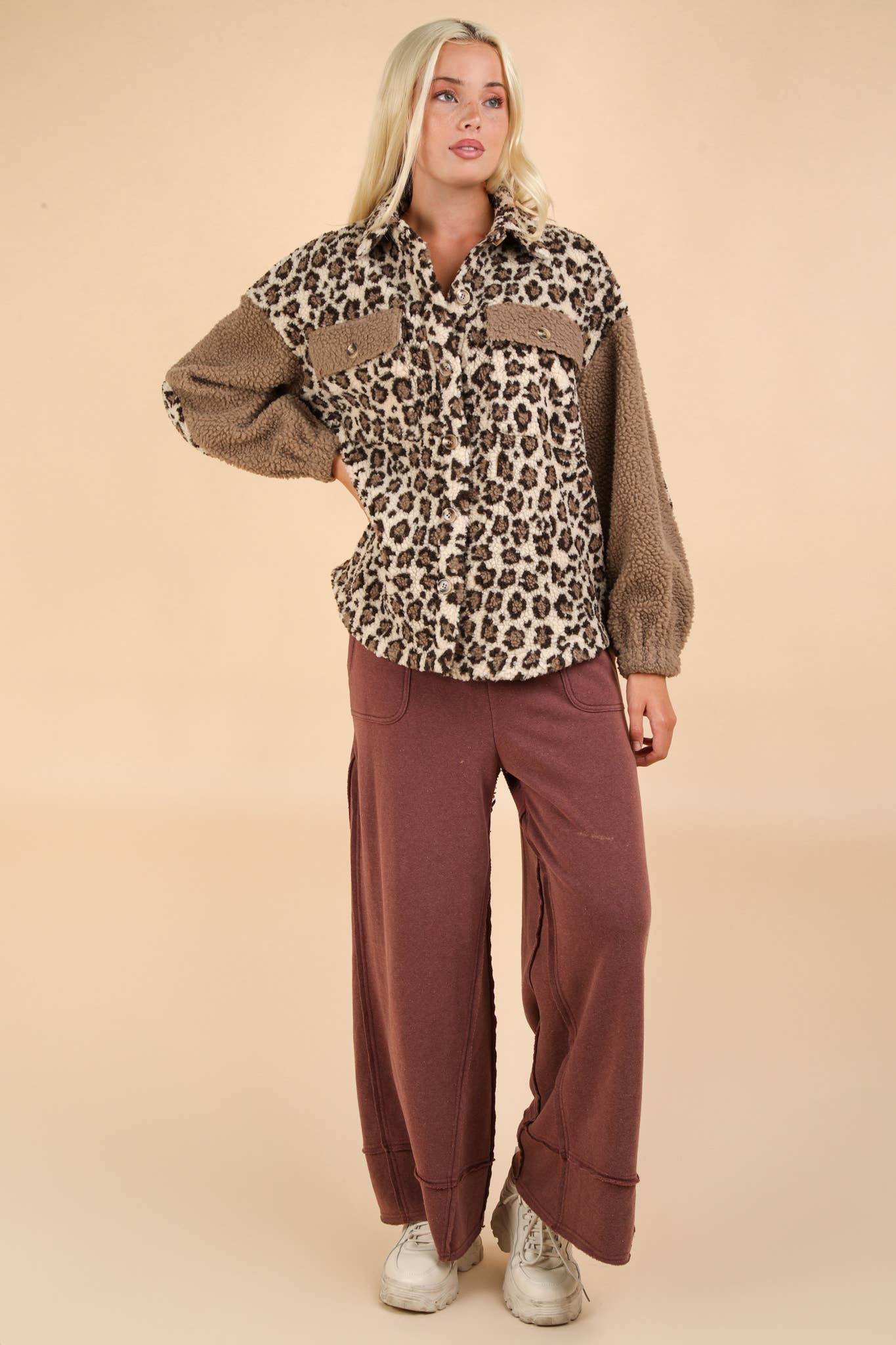 Leopard Printed Fleece Jacket