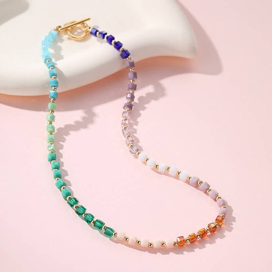 Multicolored Gradient Cube Necklace