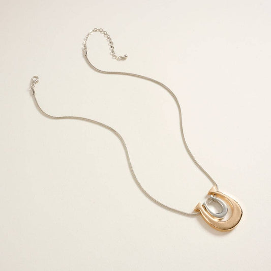 Double Horseshoe Metal Pendant Necklace