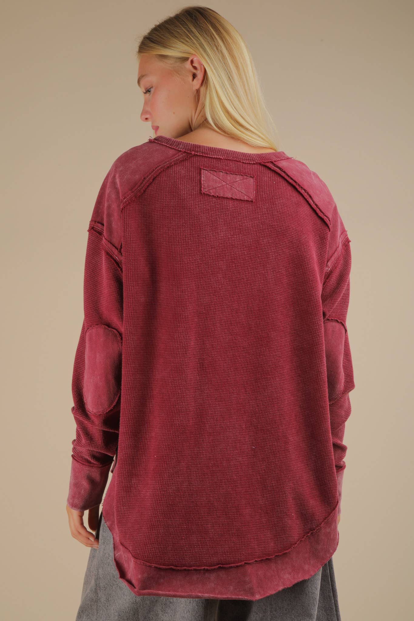 Mineral Washed Contrast Knit Top
