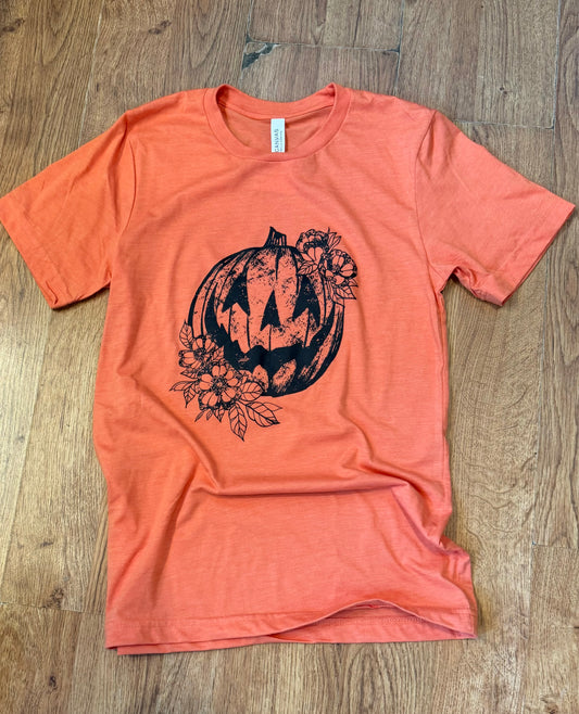 Floral Jack'O Lantern Bella+Canvas Graphic Tee