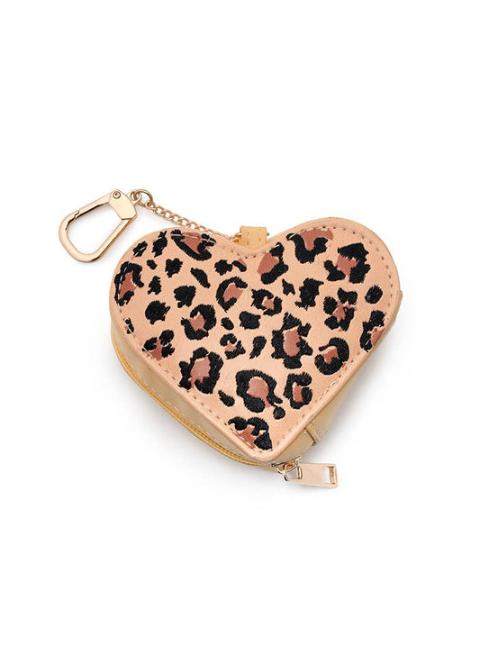 2-in-1 Bag Charm & Reusable Shopper Bag -Leopard Print Heart
