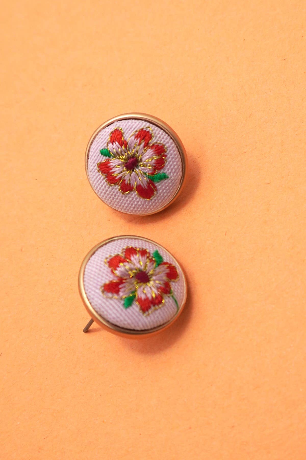 Floral Embroidered Stud Earrings