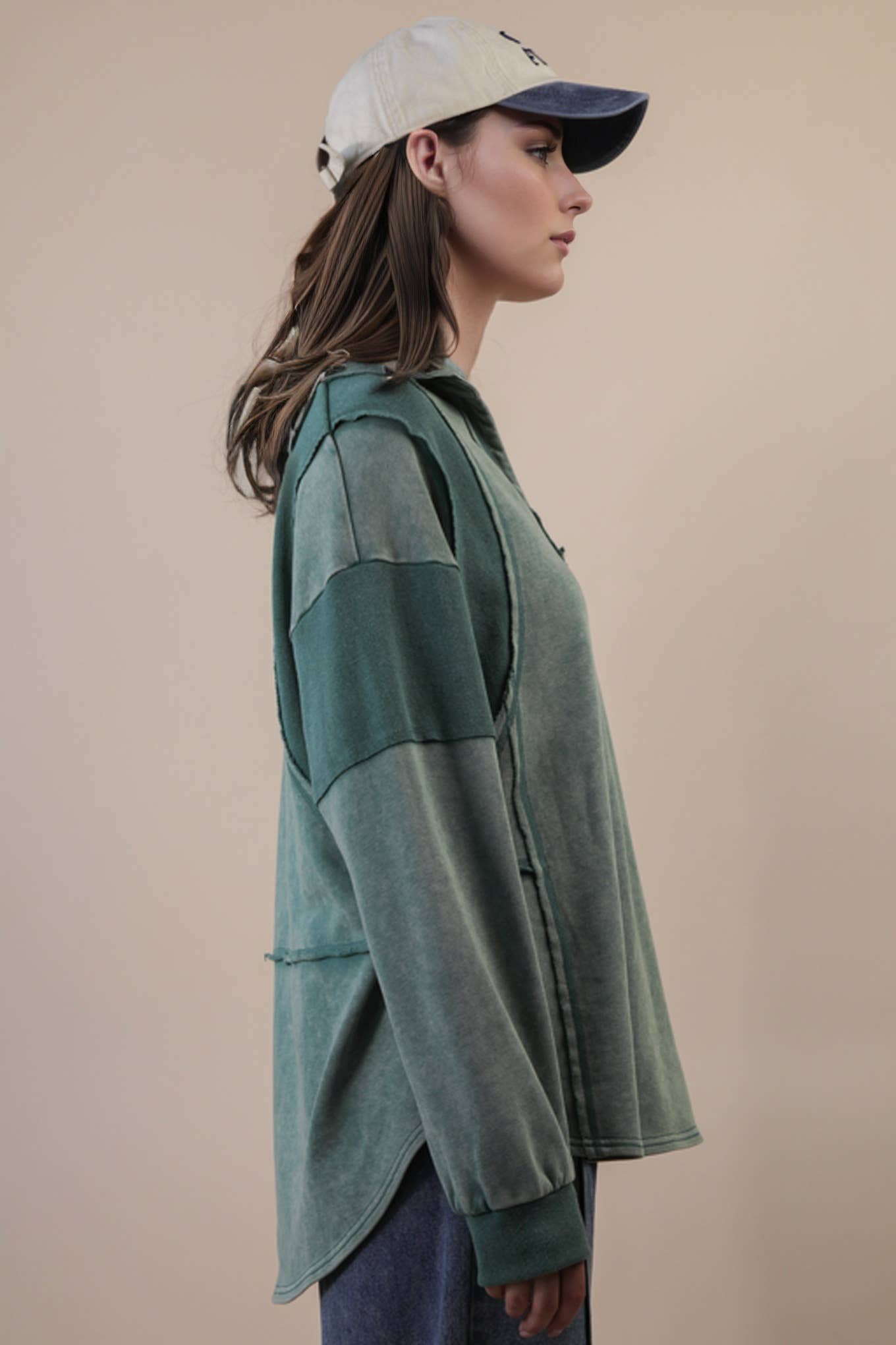 Mineral Washed Oversized French Terry Knit Top