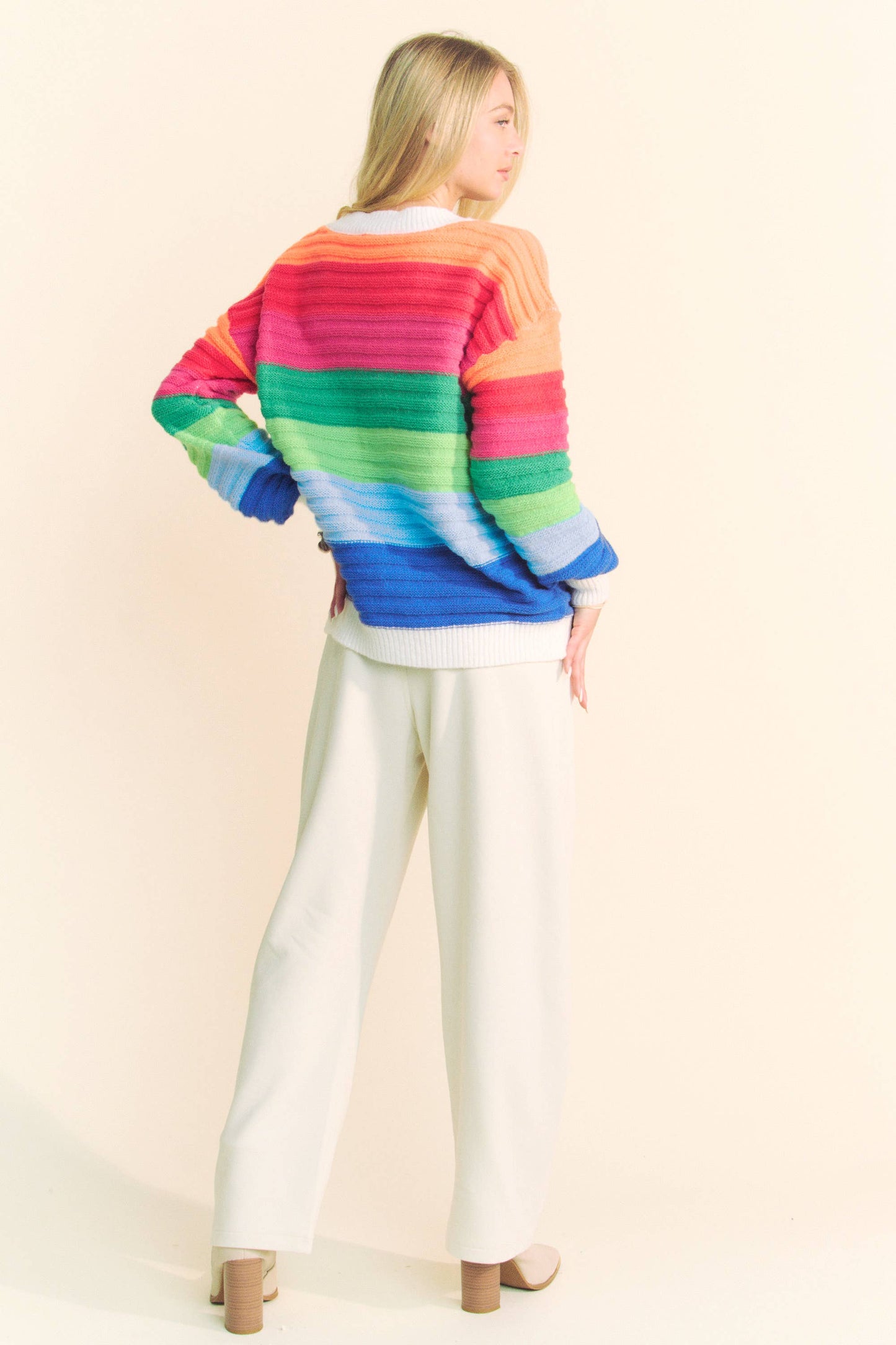 Striped Button Front Cardigan