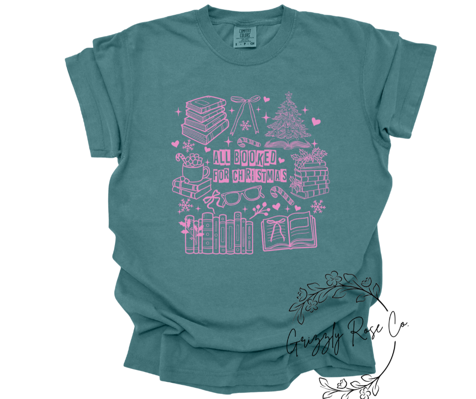 All Booked For Christmas Comfort Colors Graphic Tee