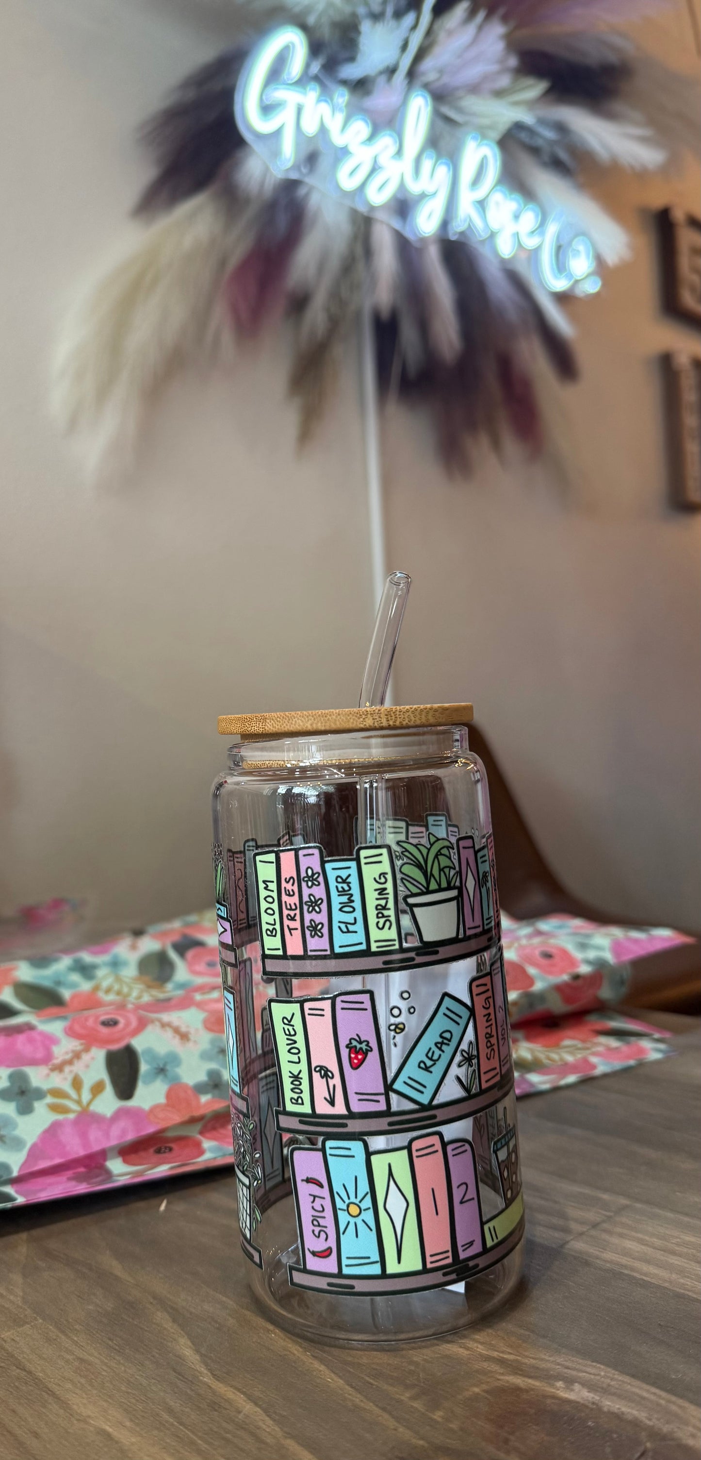 Glass Tumbler w/Bamboo Lid & Straw