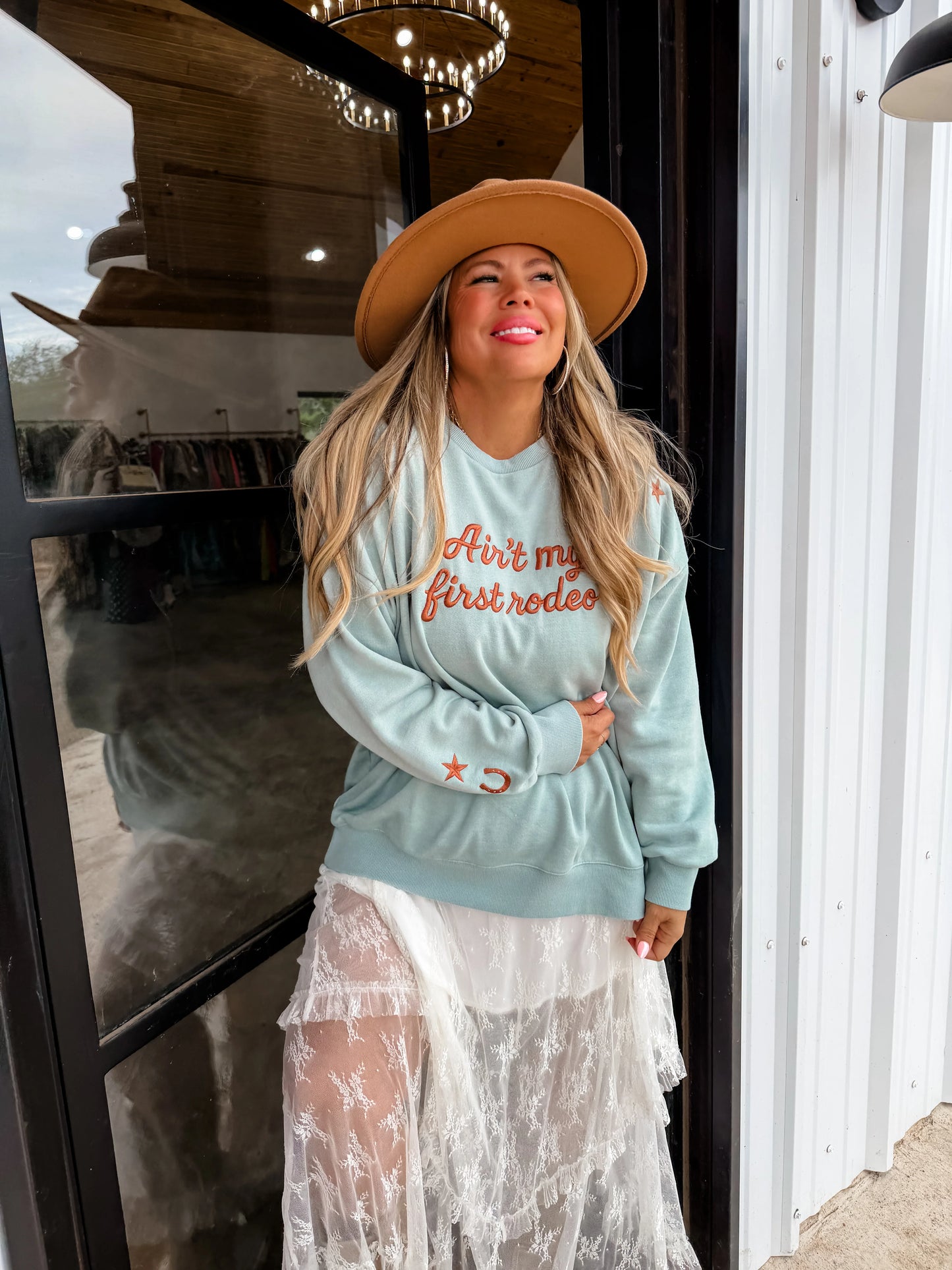 Ain't My First Rodeo Embroidered Crewneck Sweatshirt