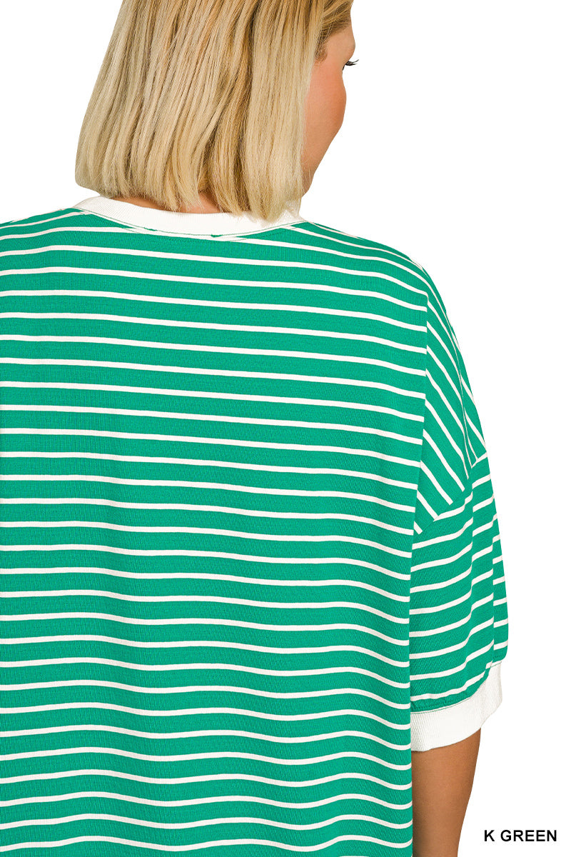 Striped Banded Ribbed Pullover