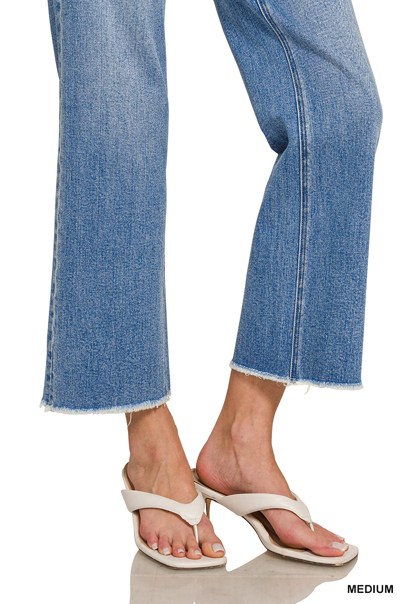 Zenana High Waist Straight Leg Medium Wash Denim Pants