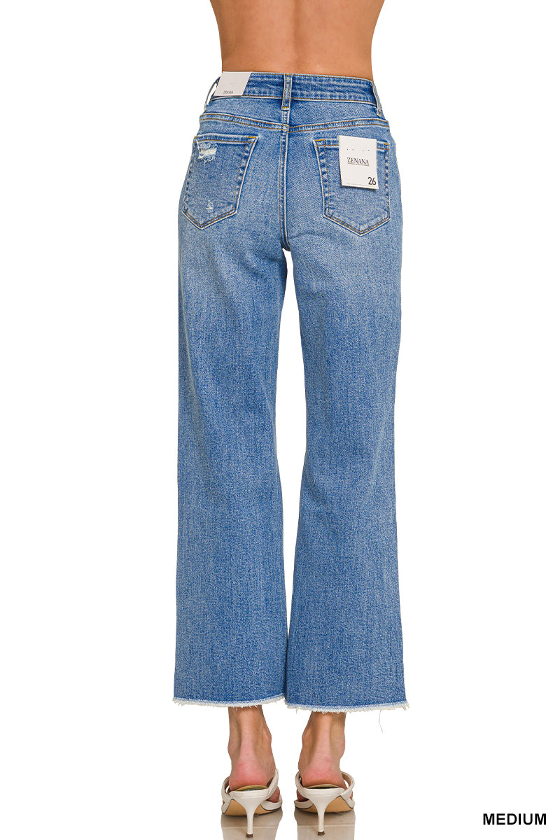 Zenana High Waist Straight Leg Medium Wash Denim Pants