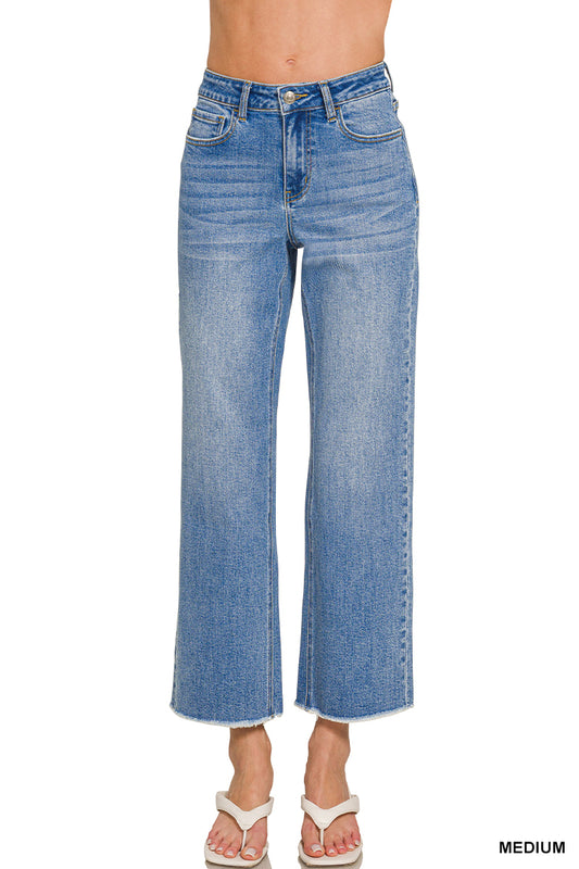 Zenana High Waist Straight Leg Medium Wash Denim Pants