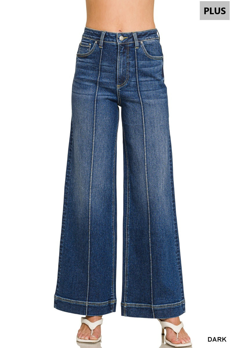 High Rise Pintuck Jeans