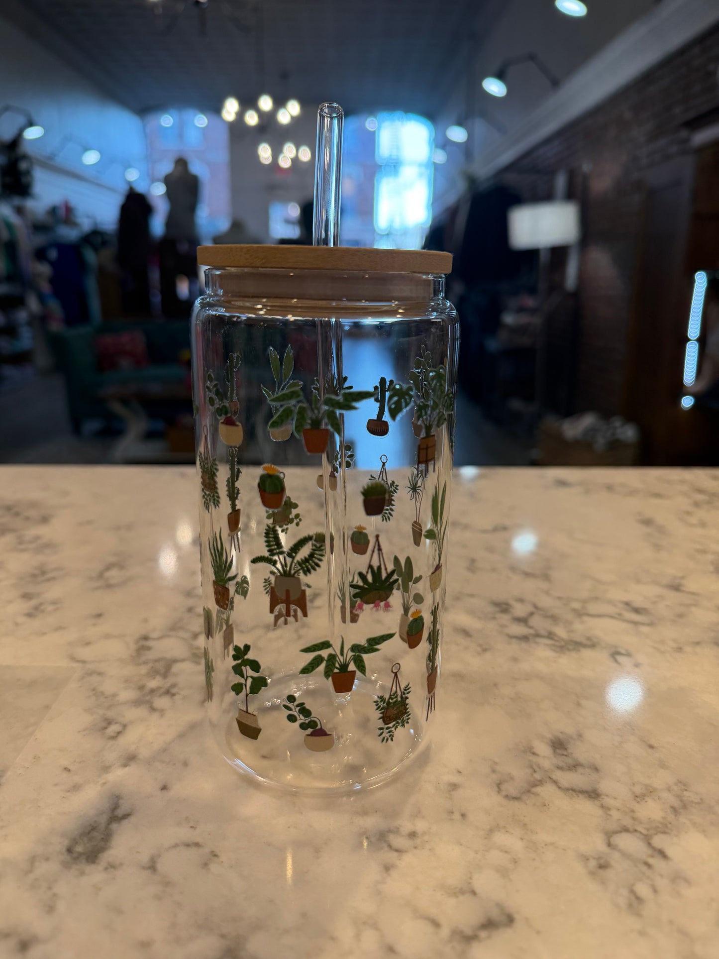 Glass Tumbler w/Bamboo Lid & Straw