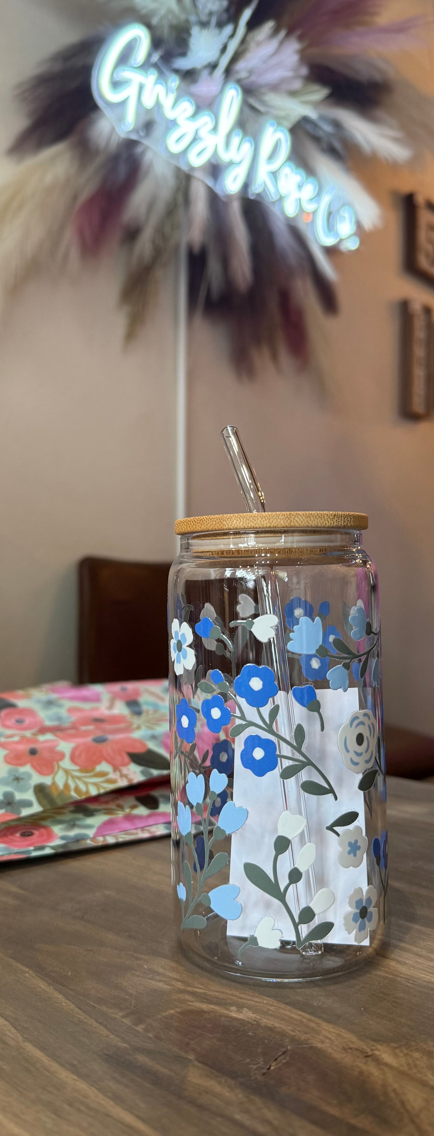 Glass Tumbler w/Bamboo Lid & Straw