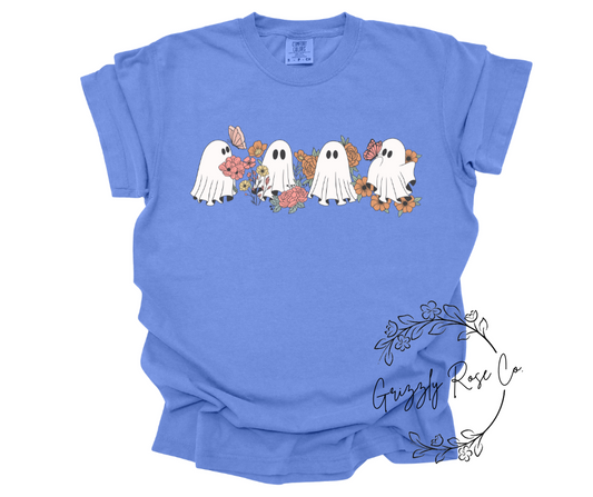 Floral Ghostie Comfort Colors Graphic Tee
