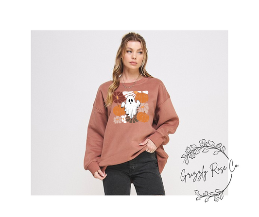 Boho Ghostie Floral Crewneck