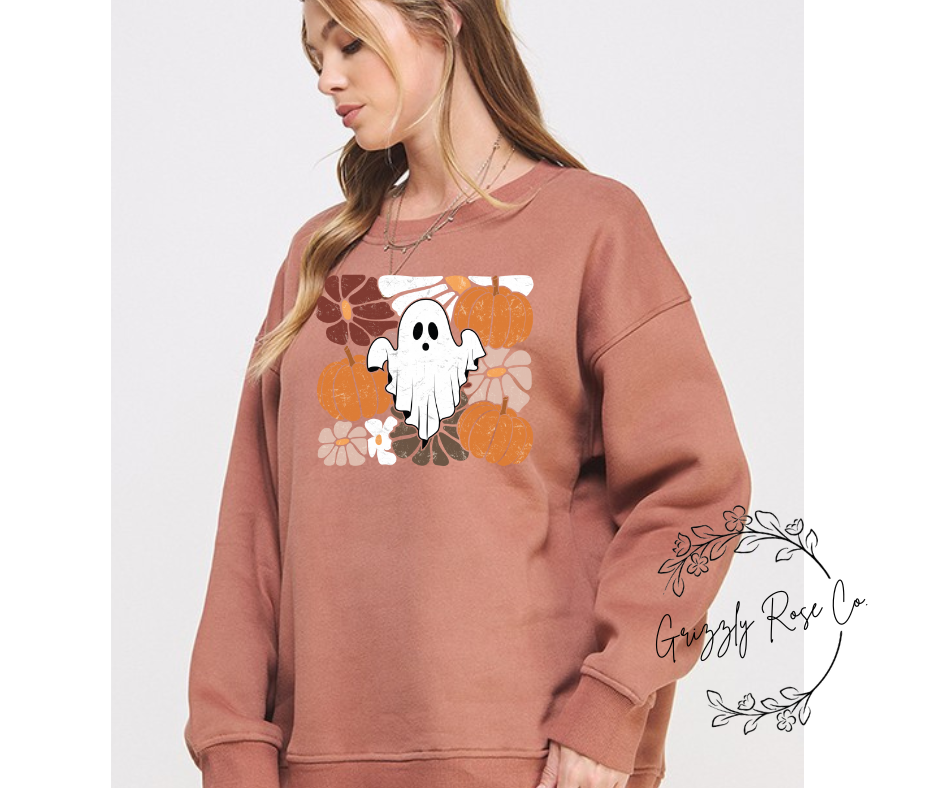 Boho Ghostie Floral Crewneck