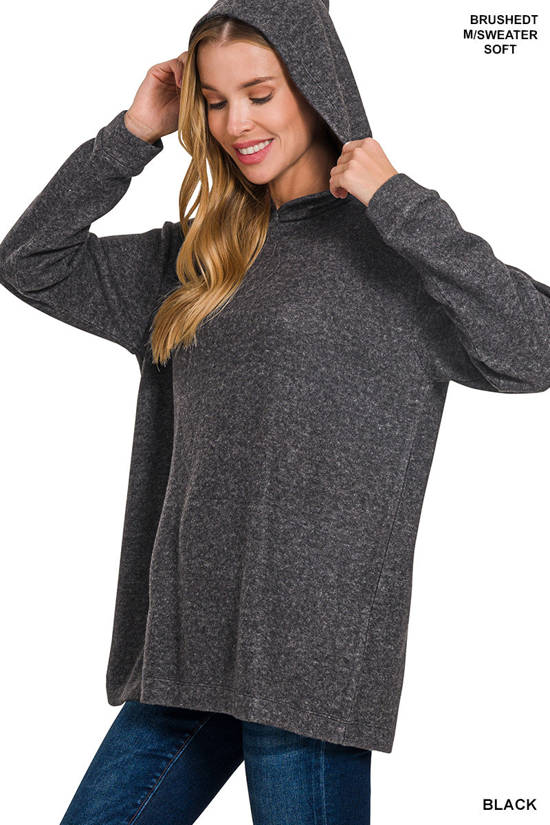 Hooded Brushed Melange Sweater