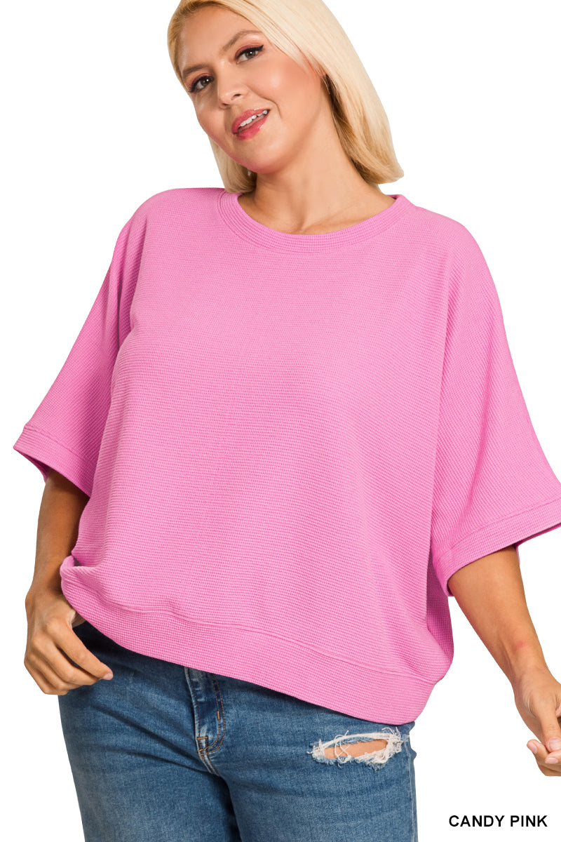 Candy Pink Double Knit Short Sleeve Top