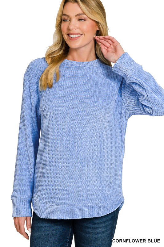 Chenille Waffle Knit Sweatshirt
