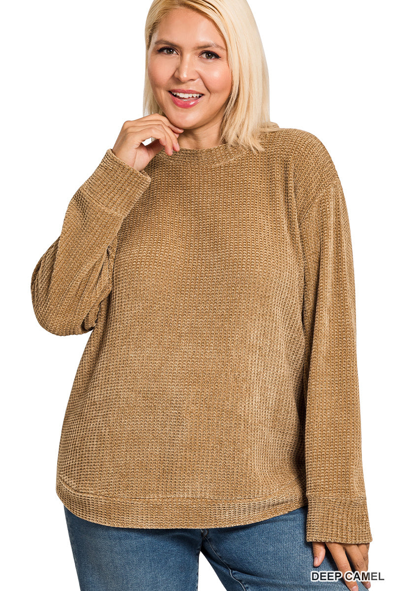 Chenille Waffle Knit Sweatshirt