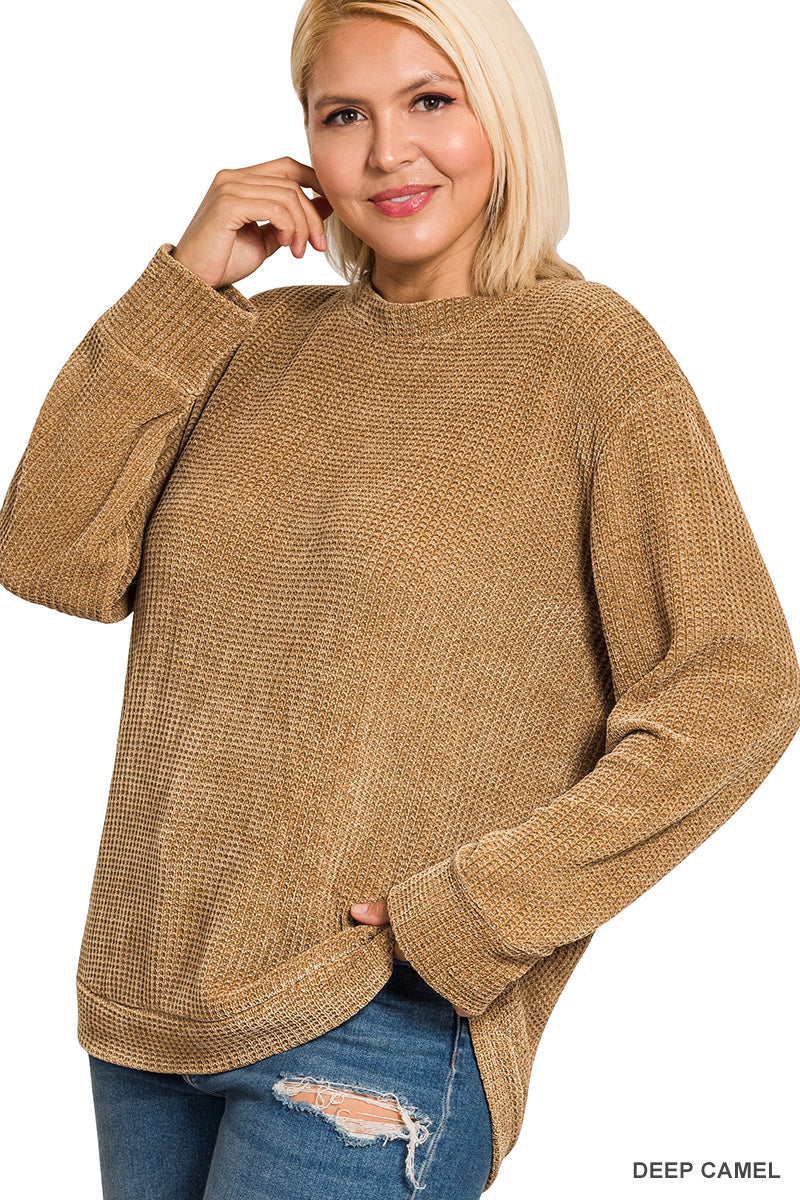 Chenille Waffle Knit Sweatshirt