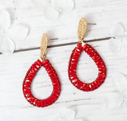 So In Style Drop Earrings, Red
