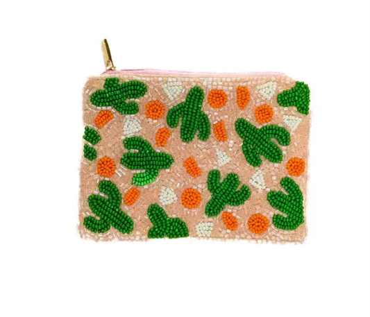 Cactus Theme Beaded Coin Purse