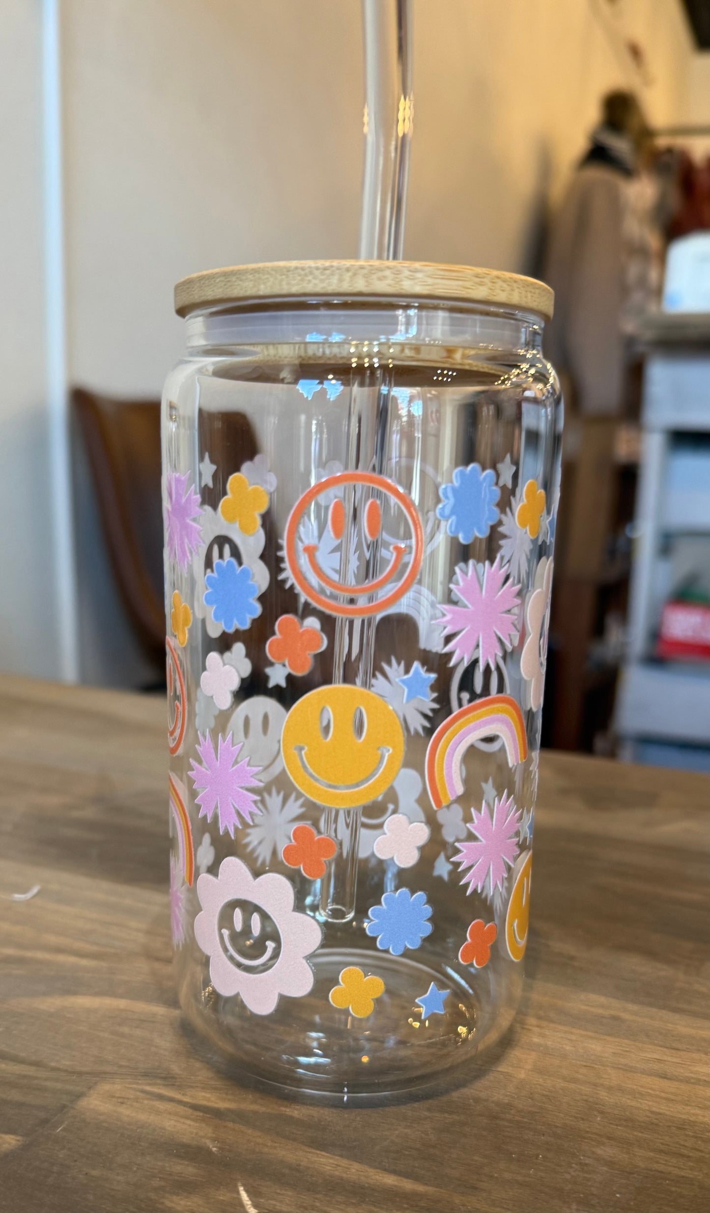 Glass Tumbler w/Bamboo Lid & Straw