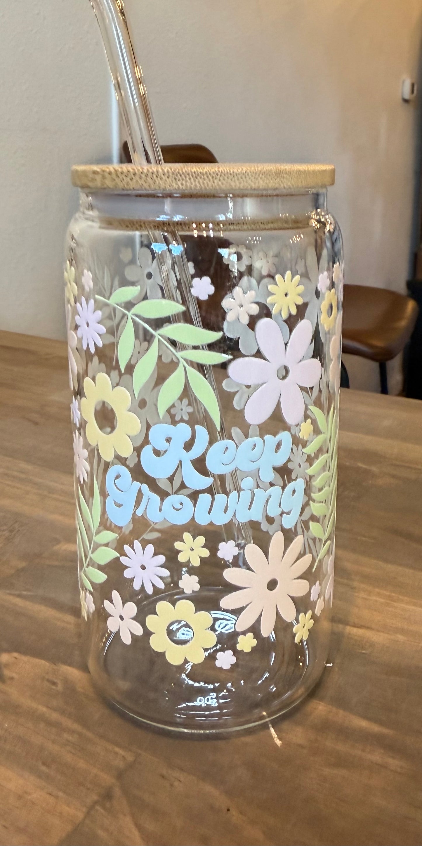 Glass Tumbler w/Bamboo Lid & Straw