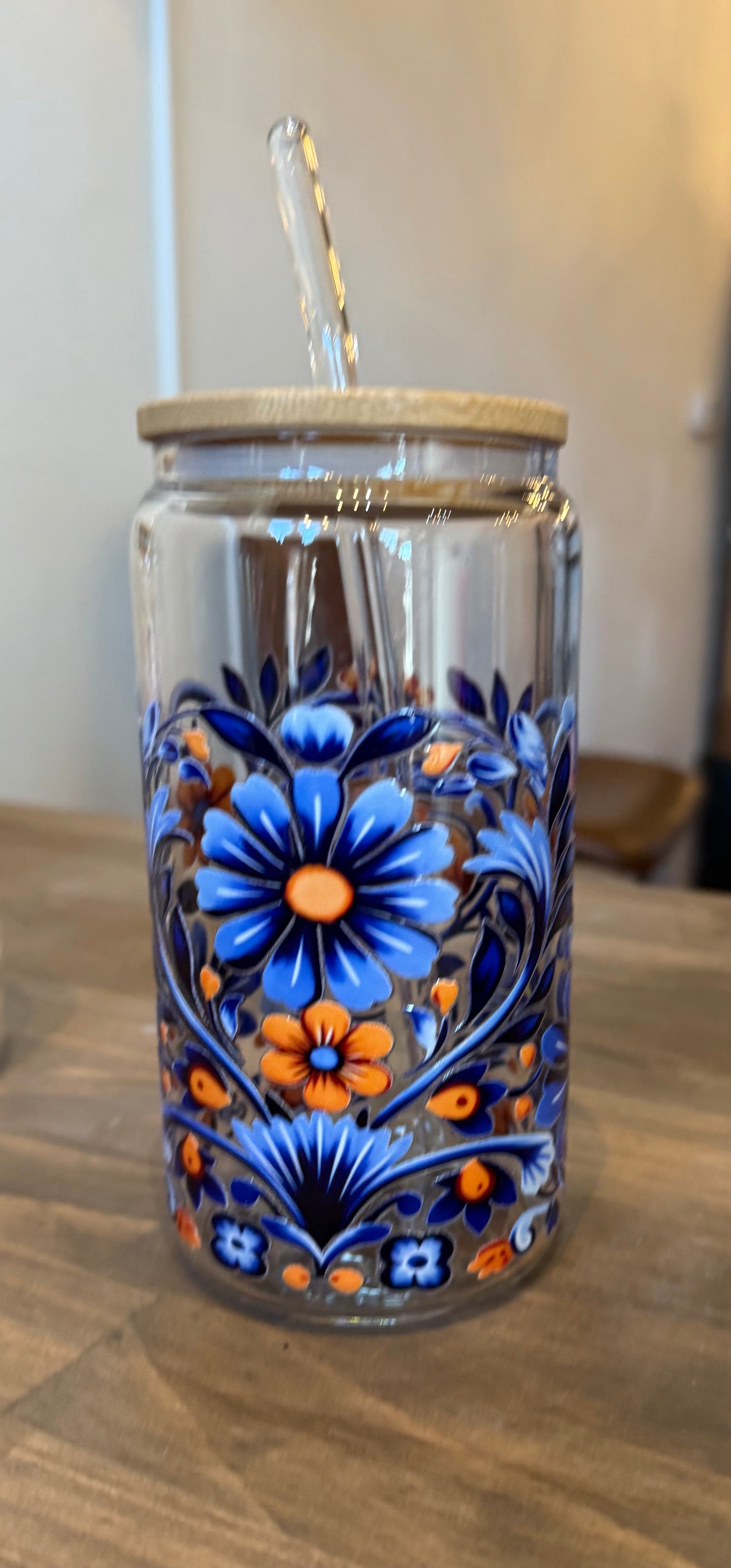 Glass Tumbler w/Bamboo Lid & Straw