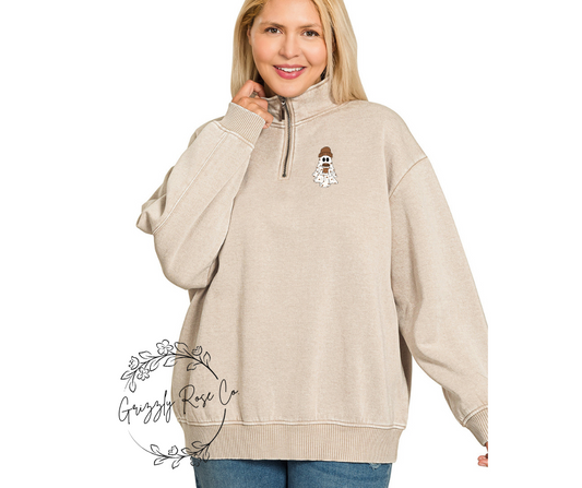 Iced Coffee Ghostie Quarter Zip Sweatshirt