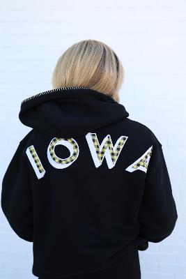 U of Iowa Gingham Hoodie by Hinge on 5th