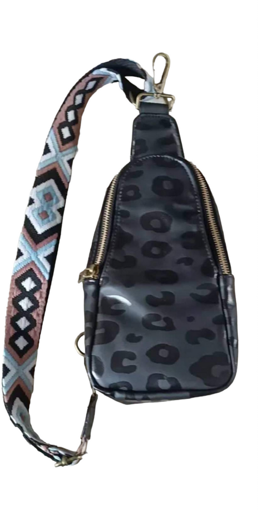Pleather Leopard Crossbody Purse