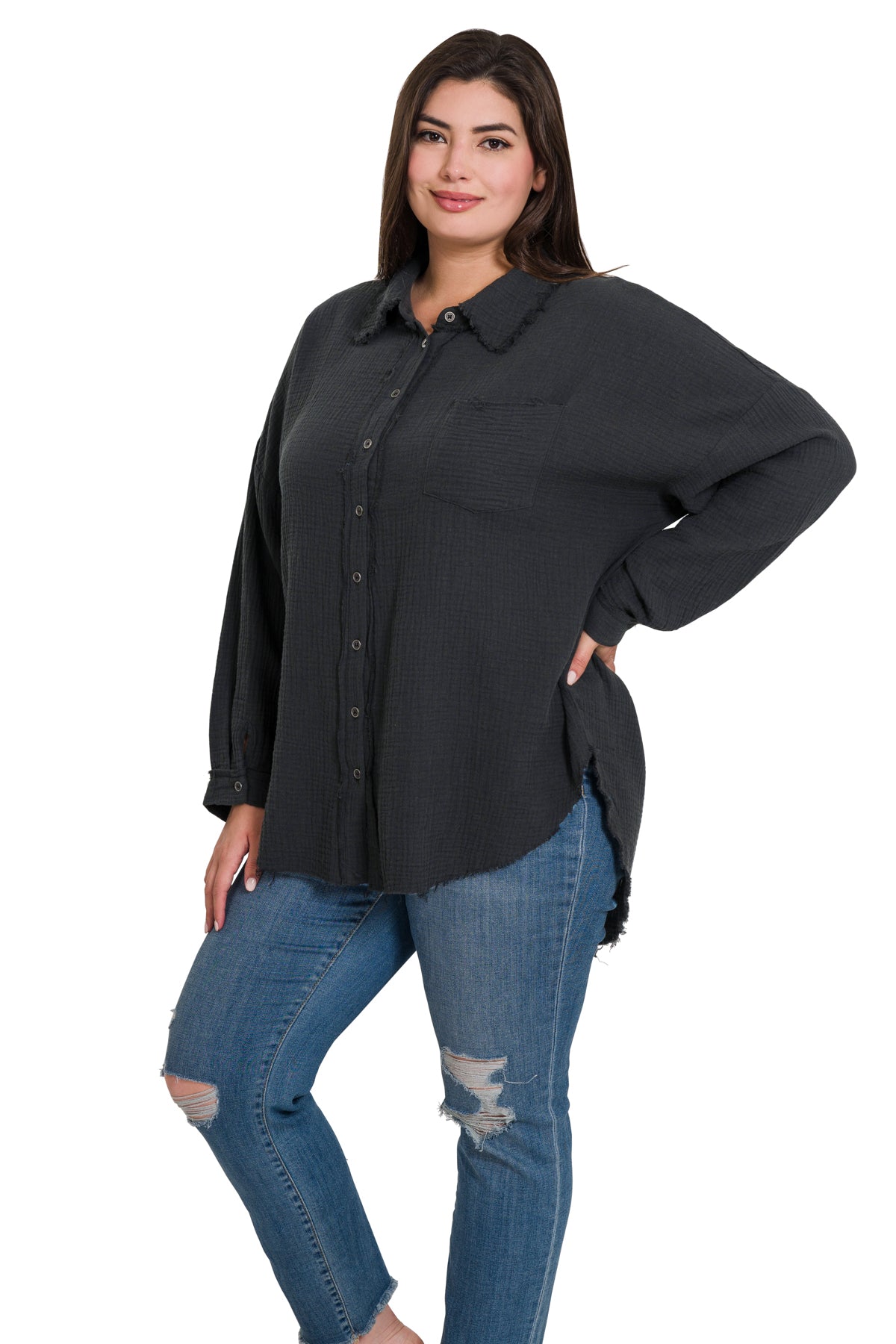 Washed Double Gauze Button Down