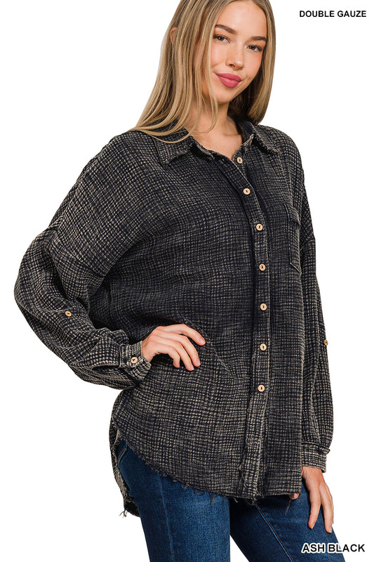 Washed Double Gauze Button Down