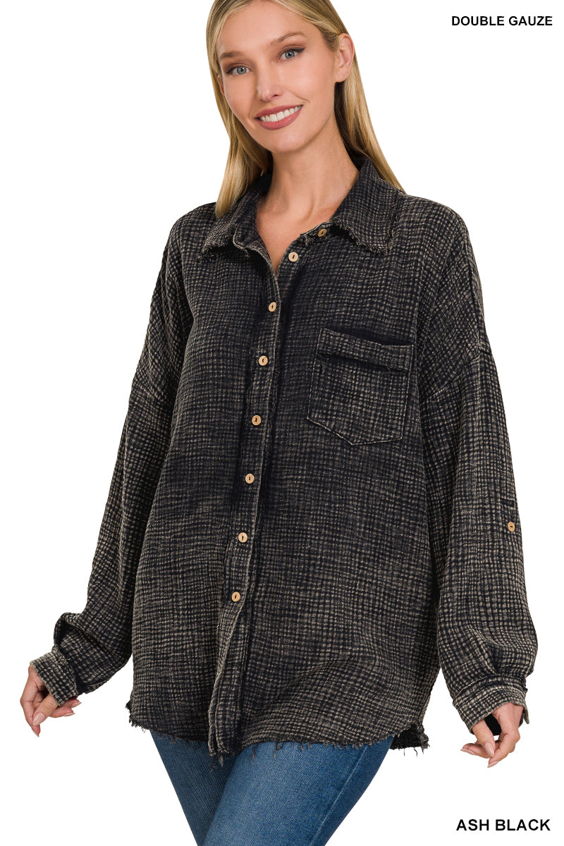 Washed Double Gauze Button Down