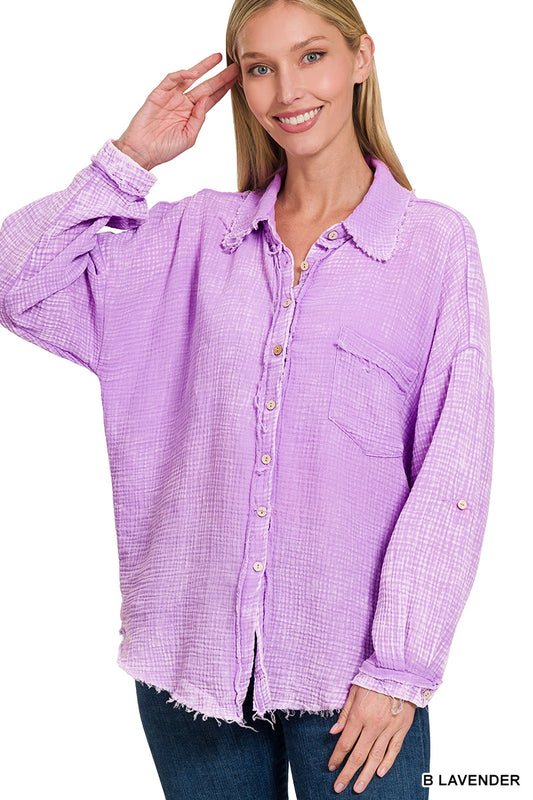 Washed Double Gauze Button Down