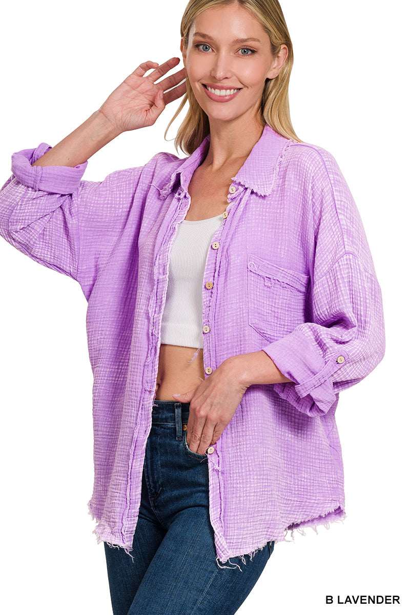 Washed Double Gauze Button Down