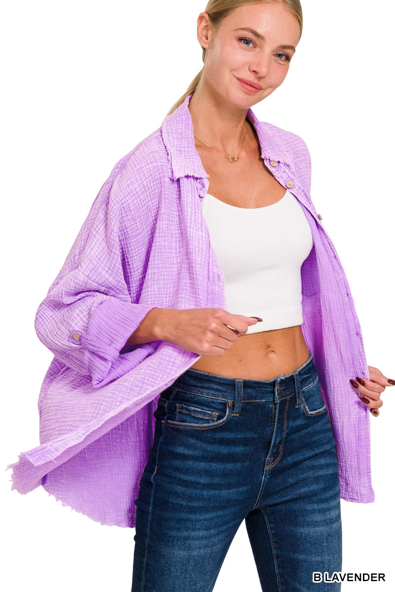 Washed Double Gauze Button Down