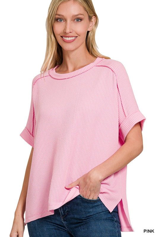 Ribbed Raw Seam Top