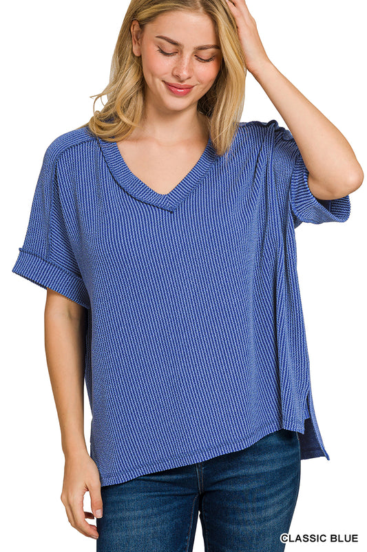 Raised Rib V-Neck