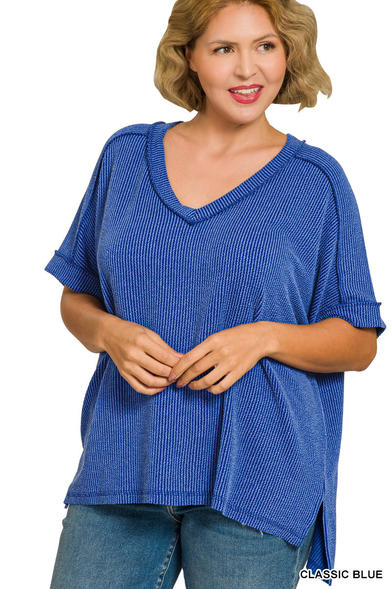 Raised Rib V-Neck