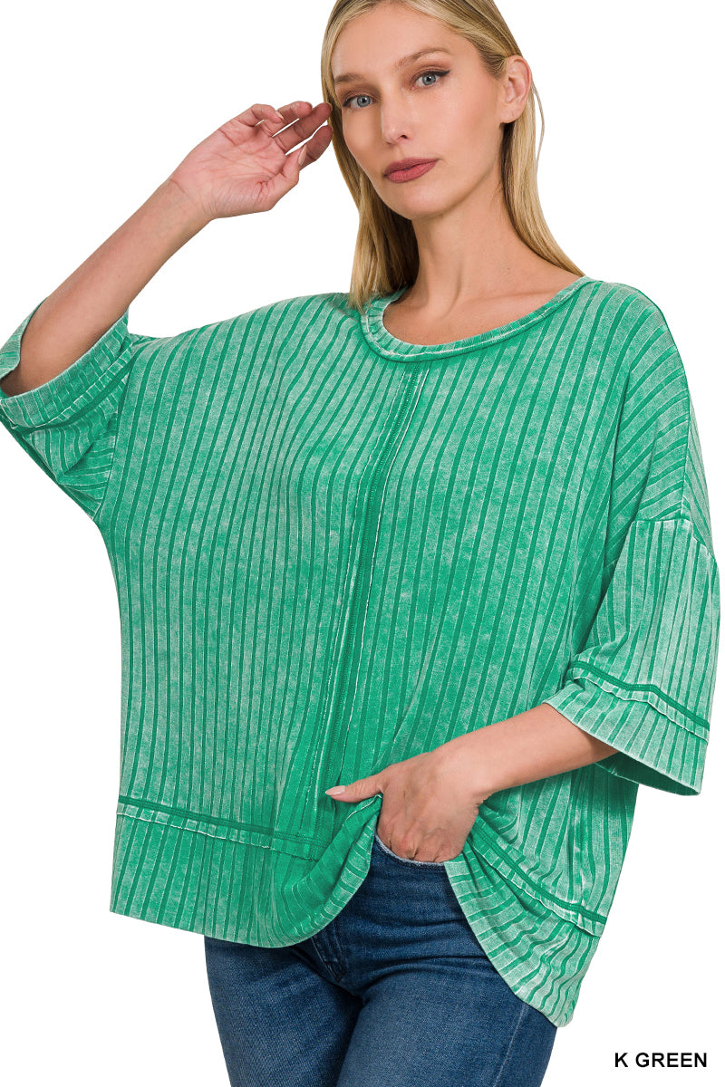 Ribbed Drop Shoulder Top