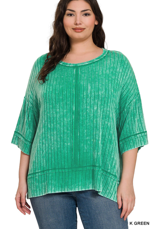 Ribbed Drop Shoulder Top
