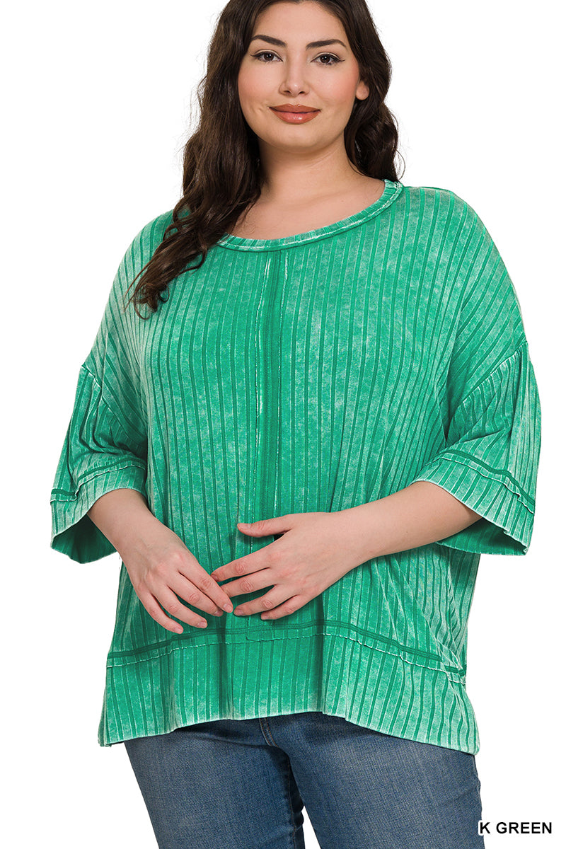 Ribbed Drop Shoulder Top