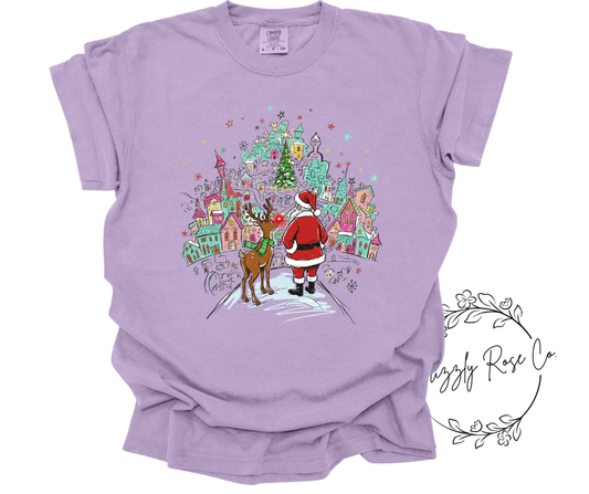 Rudolf & Santa Wish All A Goodnight Comfort Colors Graphic Tee