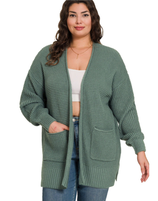 Waffle Open Cardigan