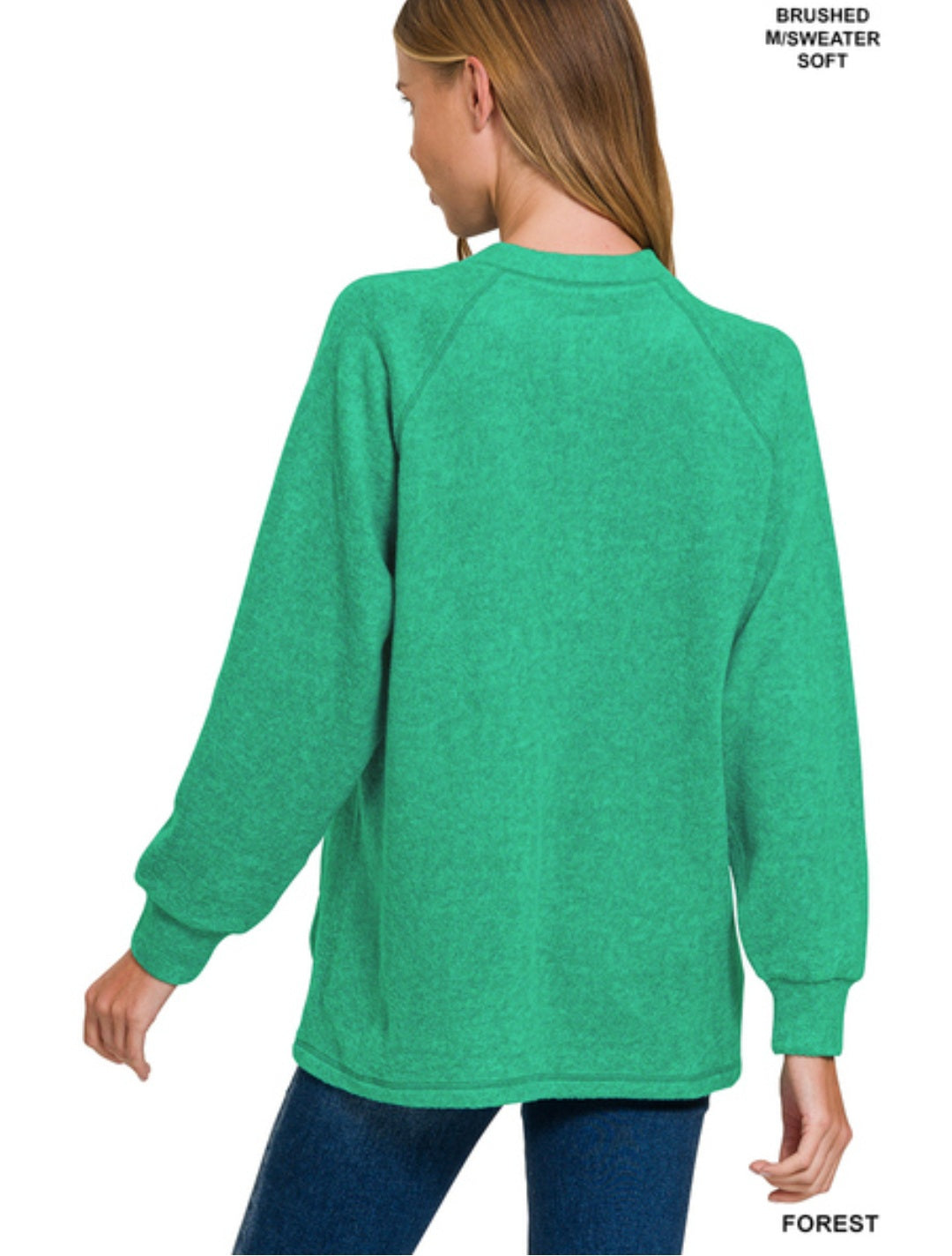 Brushed melange hacci oversized 7-button henley placket sweater